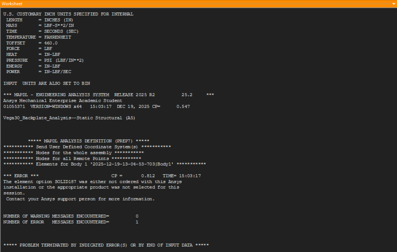 ANSYS solver license message
