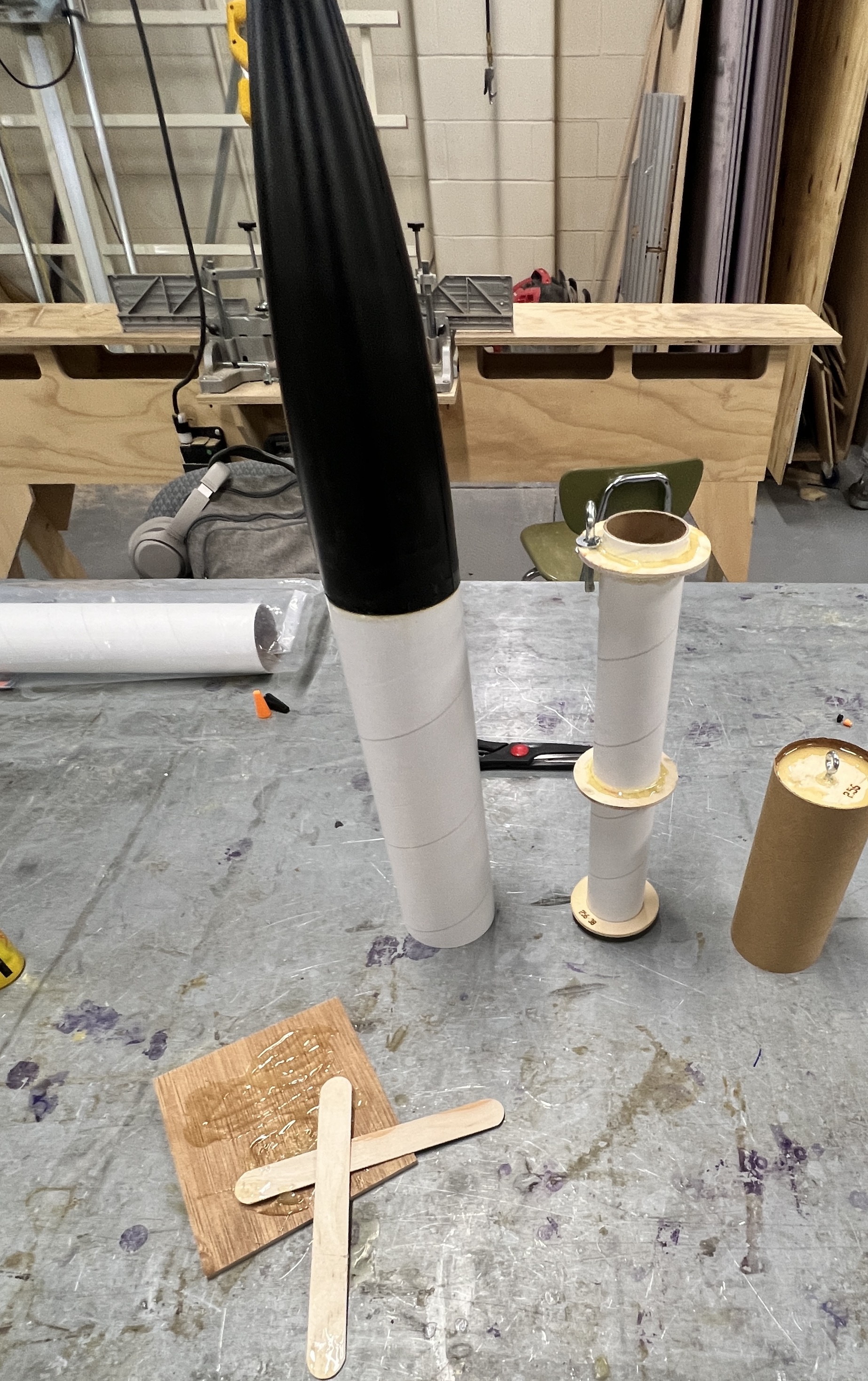 Epoxying centering rings, nose cone, and bulkhead components