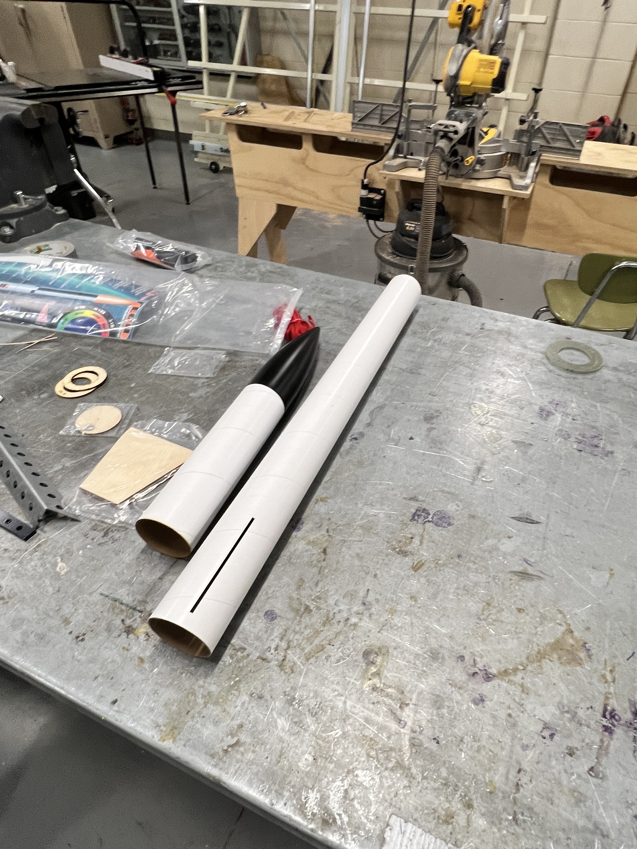 Rocket components laid out from packaging