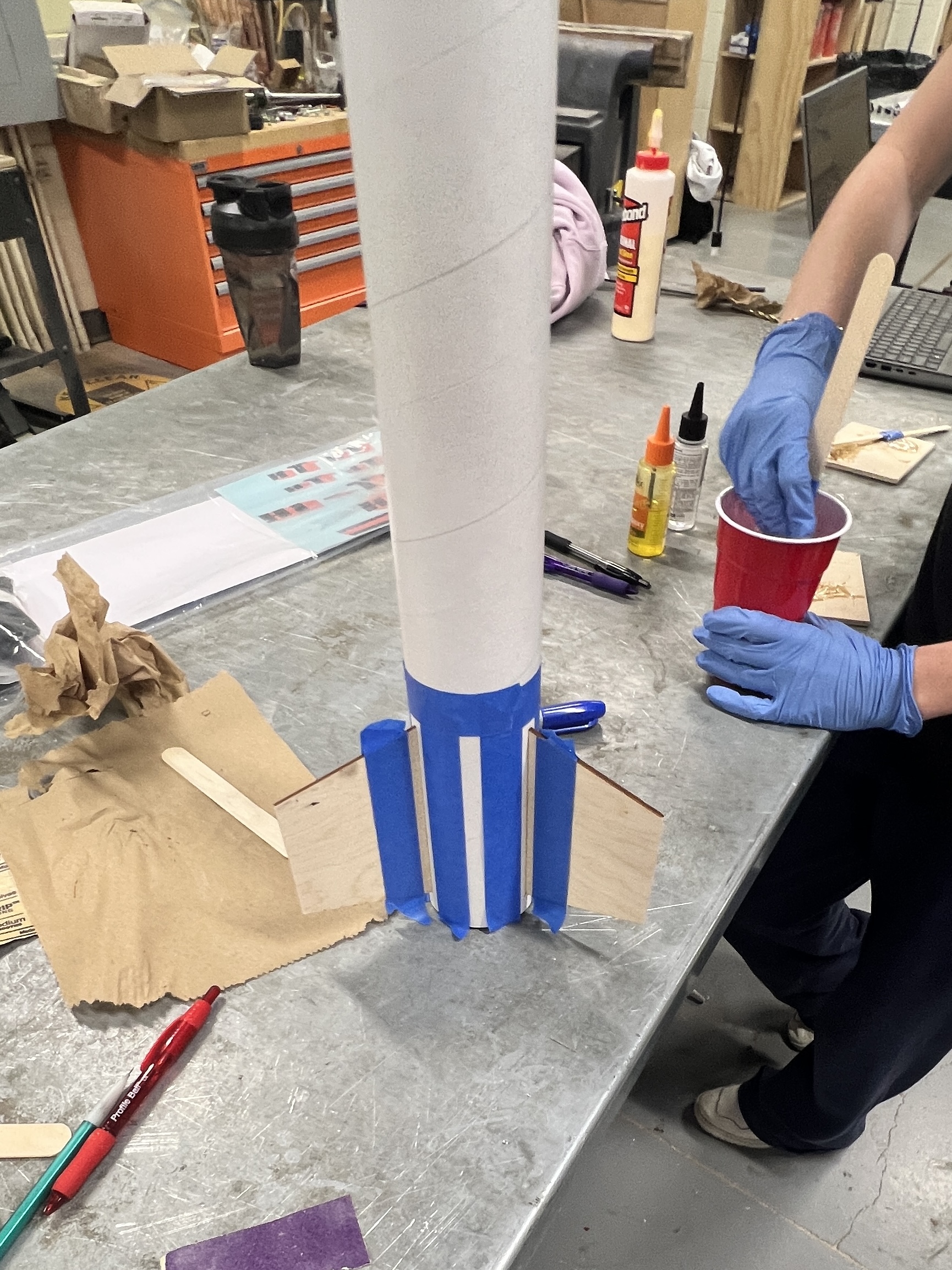 Fins and body taped off for root fillet application