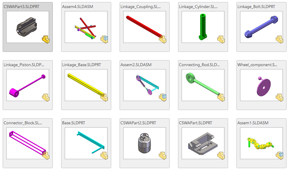 Detailed SOLIDWORKS assembly showing parametric parts and constraints