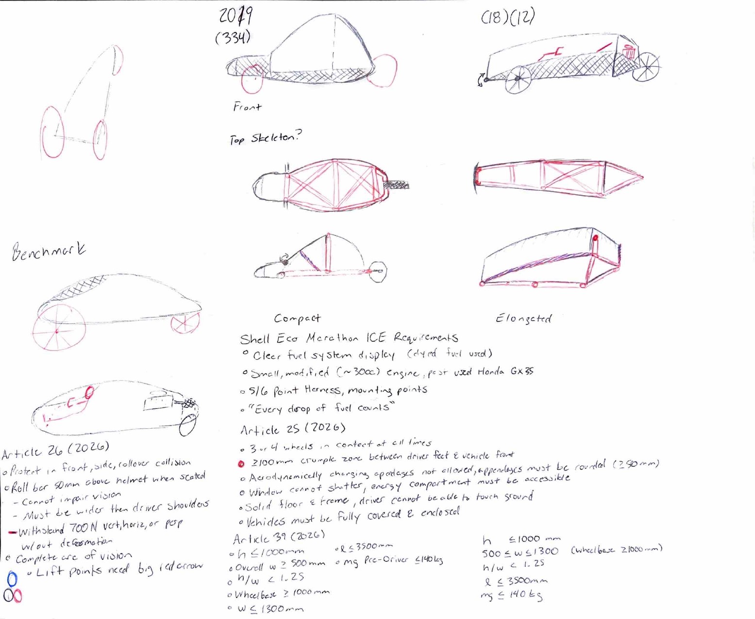 Early chassis sketch, initial frame layout
