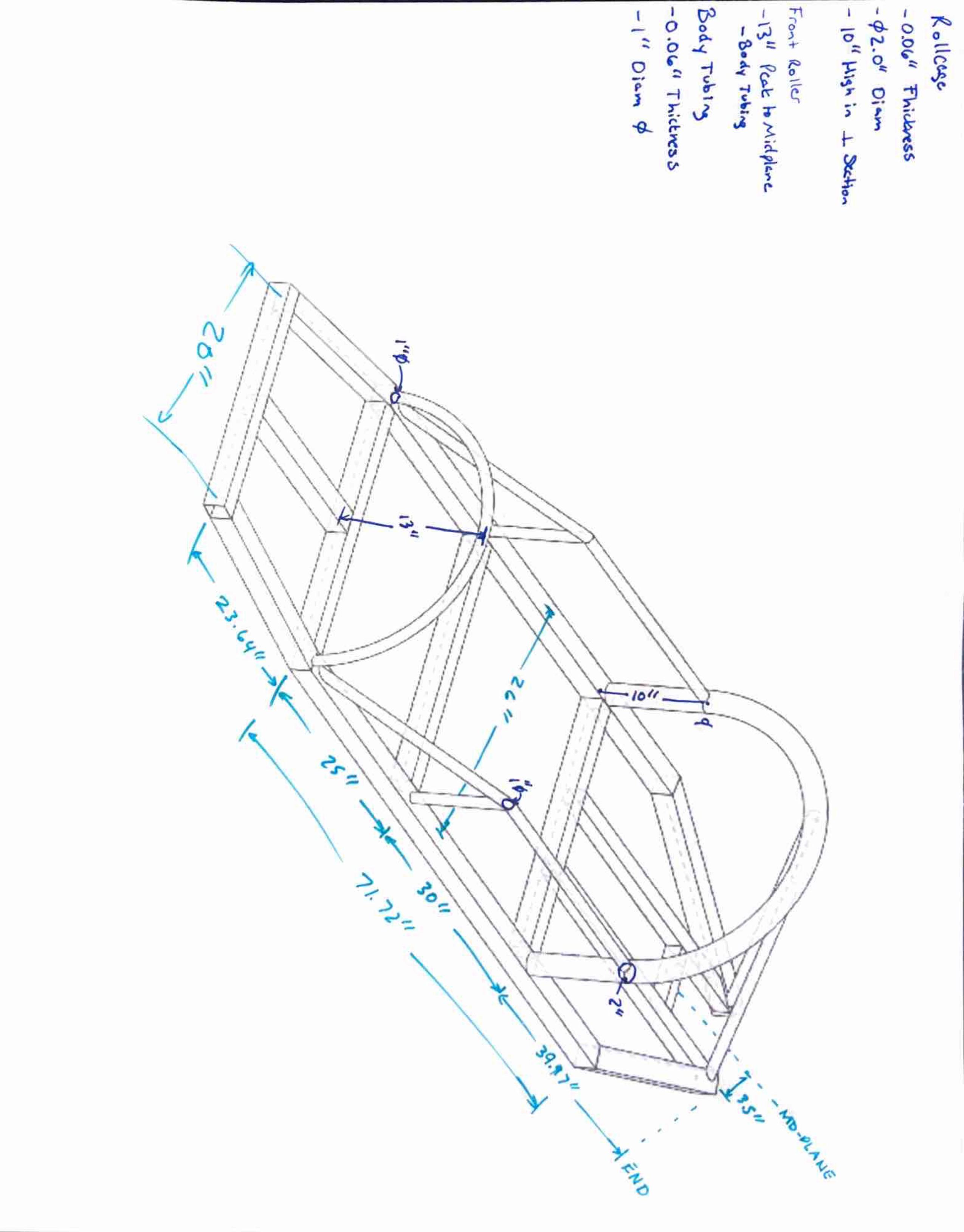 Dimensioned outline drawing from SolidWorks weldment