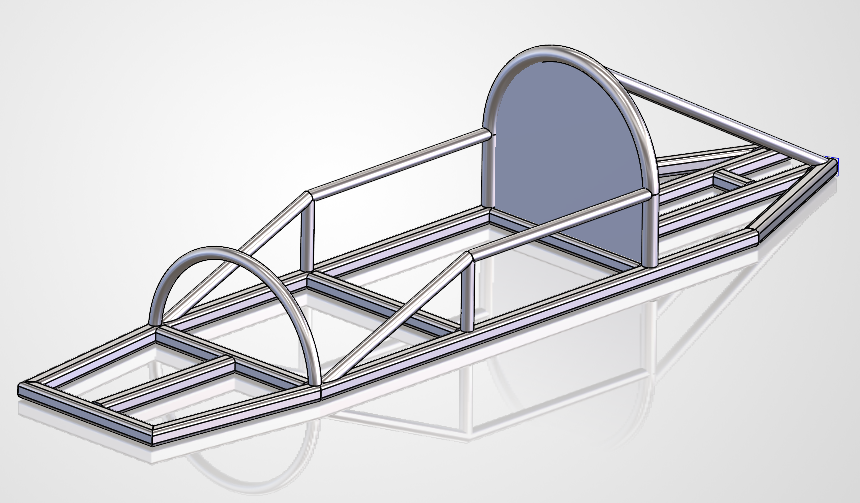 Cleaned aluminum weldment chassis prepared for FEA